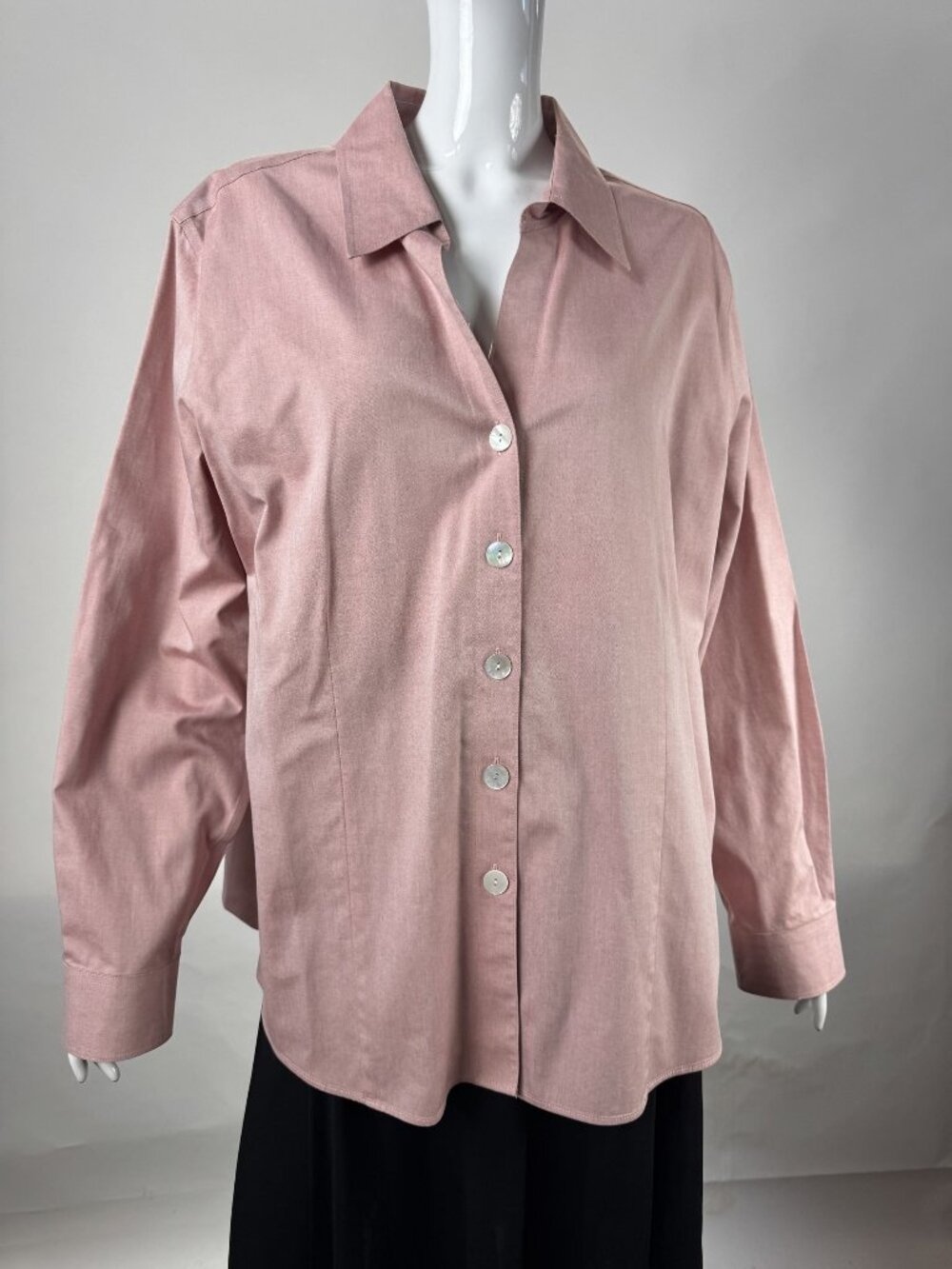 Coldwater Creek 2X Pink Button-Up Collared Long Sleeve Womens Shirt With Glossy